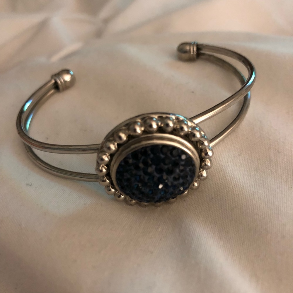 Silver and navy bangle